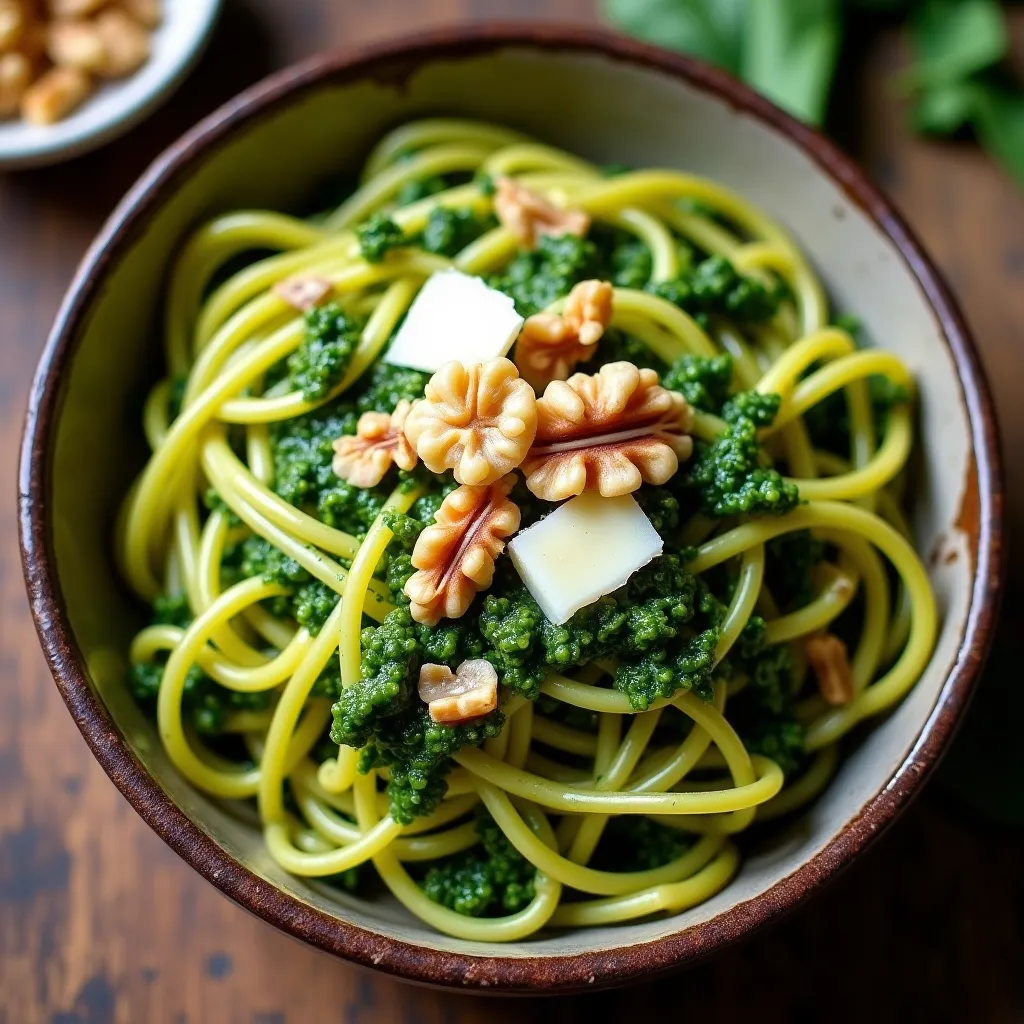 Pâtes au pesto de roquette et noix