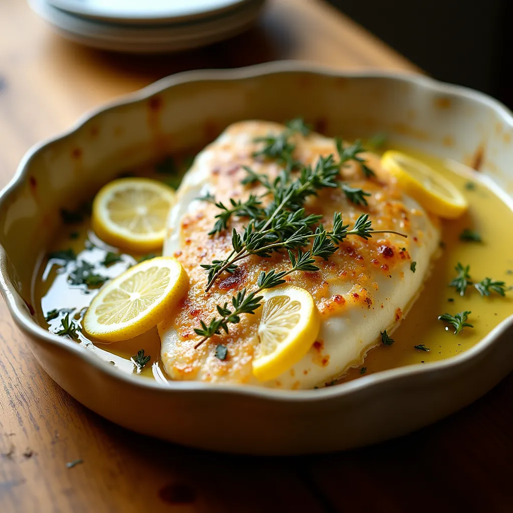 Cabillaud rôti au citron et thym